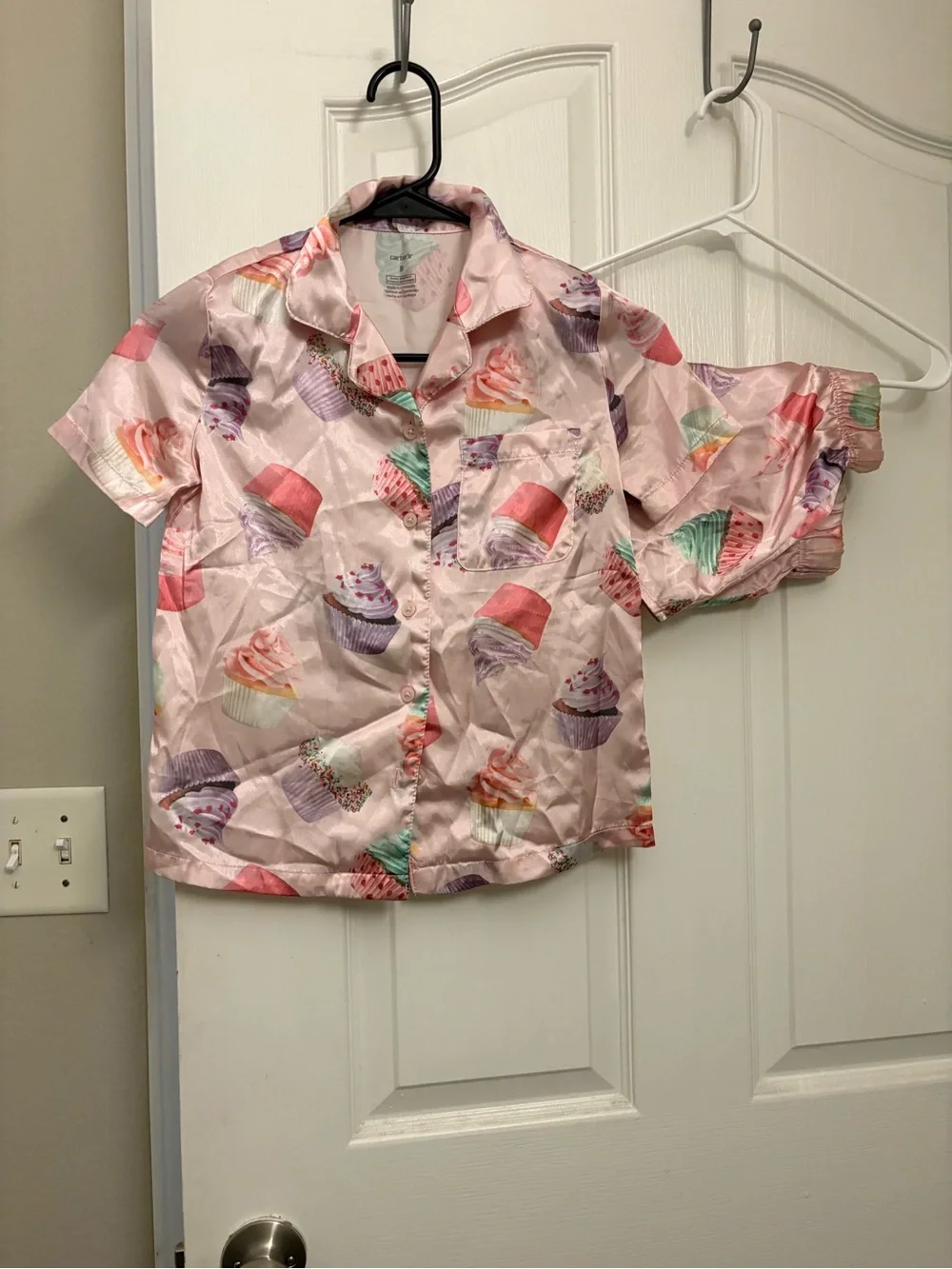 Carters Pink Cupcake Satin Pajama Top and Shorts Set